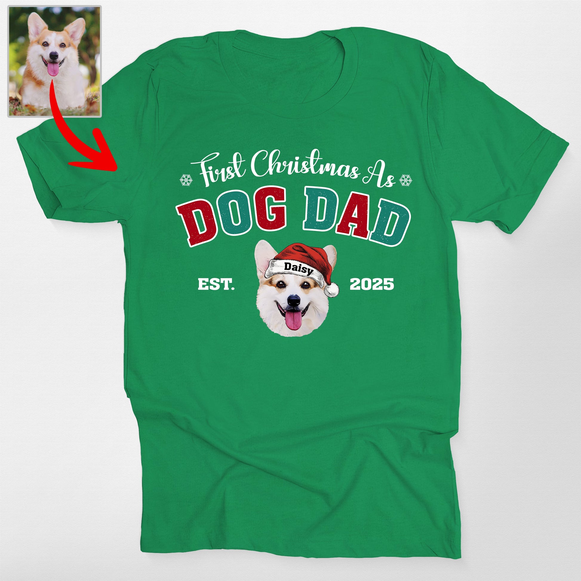 First Christmas as Dog Parents Bella Canvas, custom pet portrait gift for pet lovers (view 2)