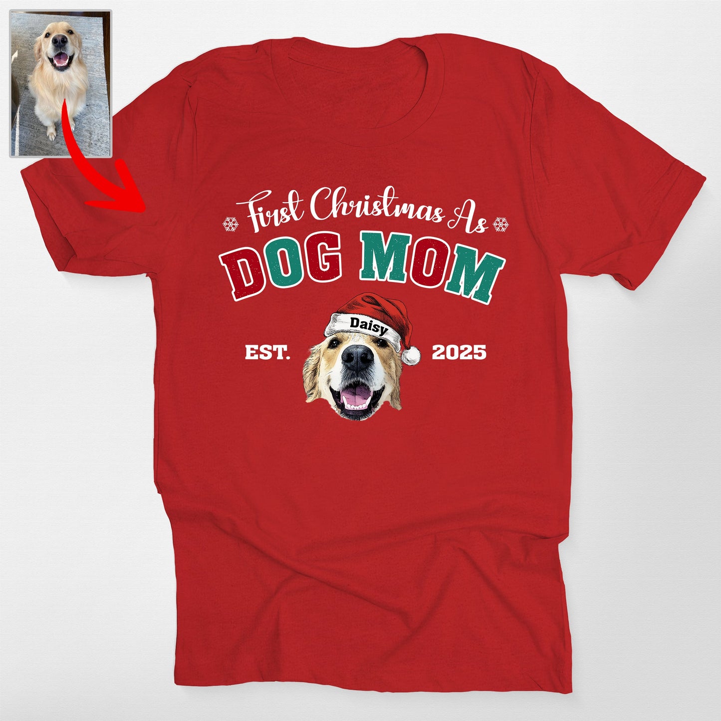First Christmas as Dog Parents Bella Canvas, custom pet portrait gift for pet lovers (view 3)