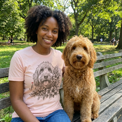 Floral Dog Portrait Bella Canvas T-Shirt Custom, custom pet portrait gift for pet lovers (view 16)
