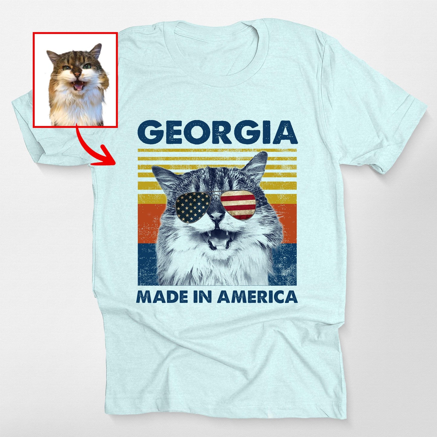 Funny Patriotic Custom Dogface with Glasses Un, custom pet portrait gift for pet lovers (view 3)