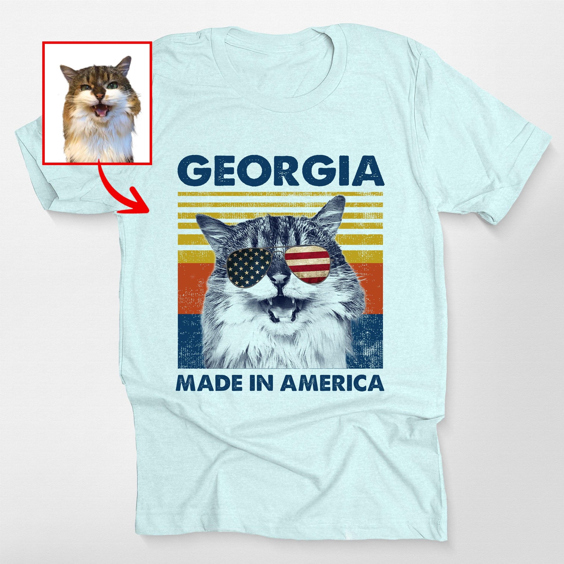 Funny Patriotic Custom Dogface with Glasses Un, custom pet portrait gift for pet lovers (view 3)
