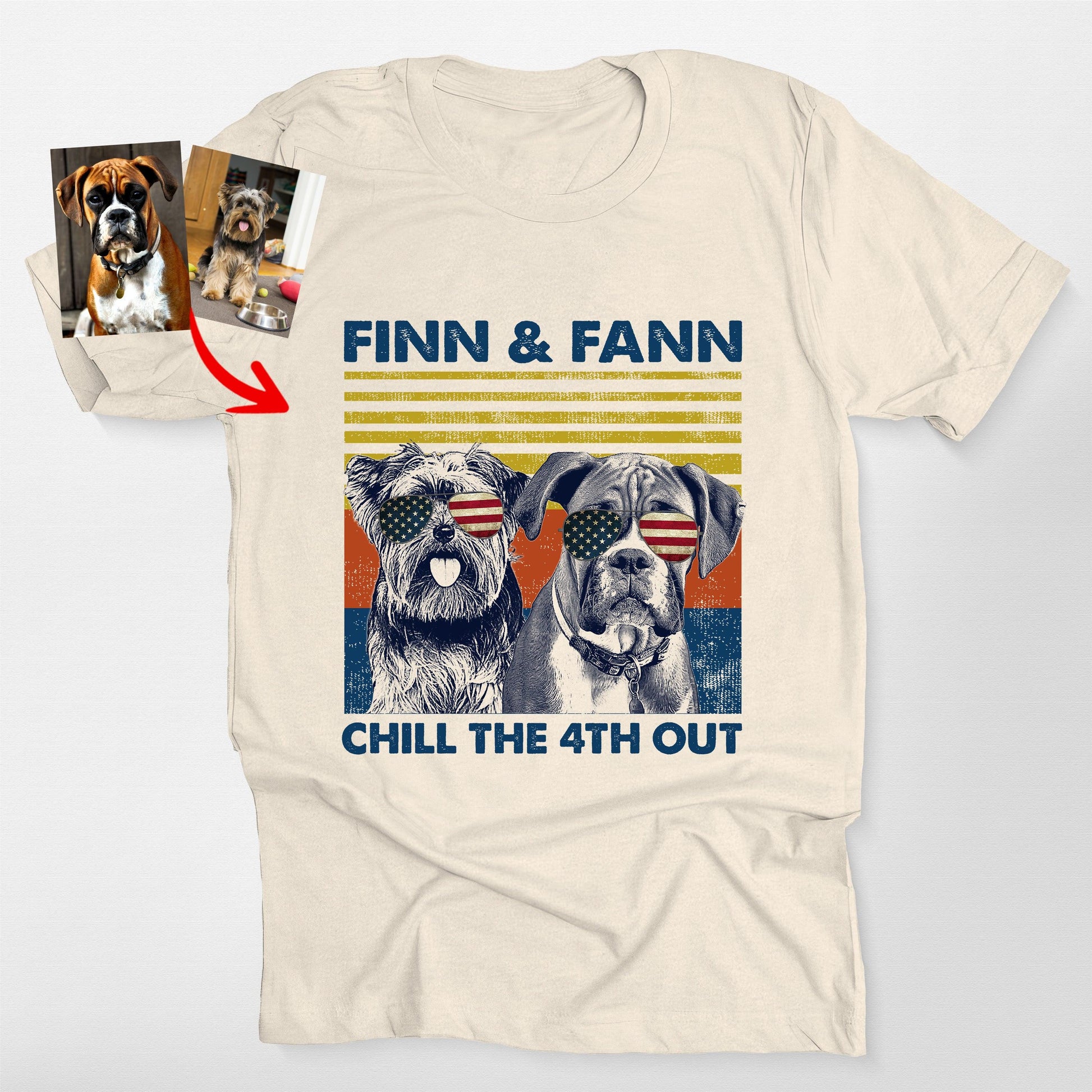 Funny Patriotic Custom Dogface with Glasses Un, custom pet portrait gift for pet lovers (view 6)