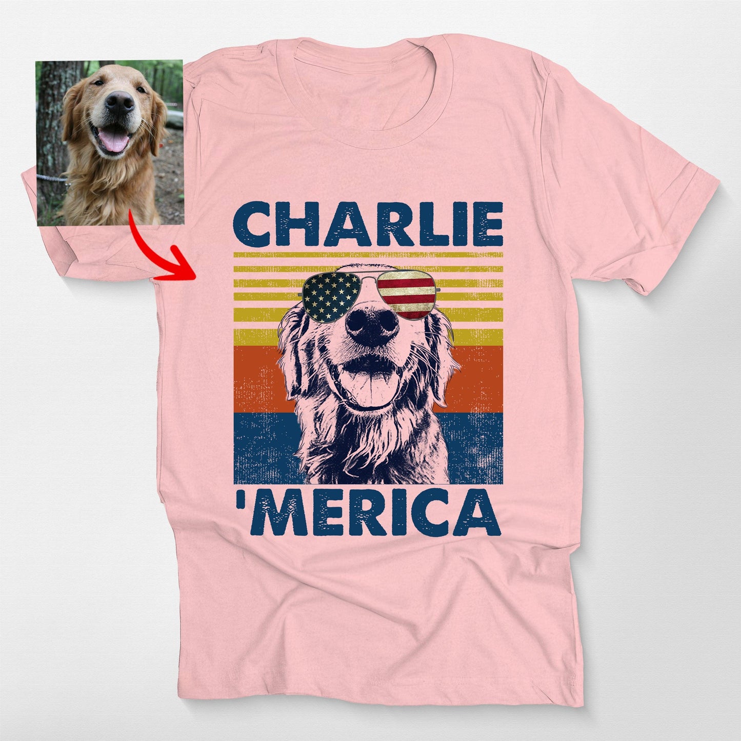 Funny Patriotic Custom Dogface with Glasses Un, custom pet portrait gift for pet lovers (view 8)