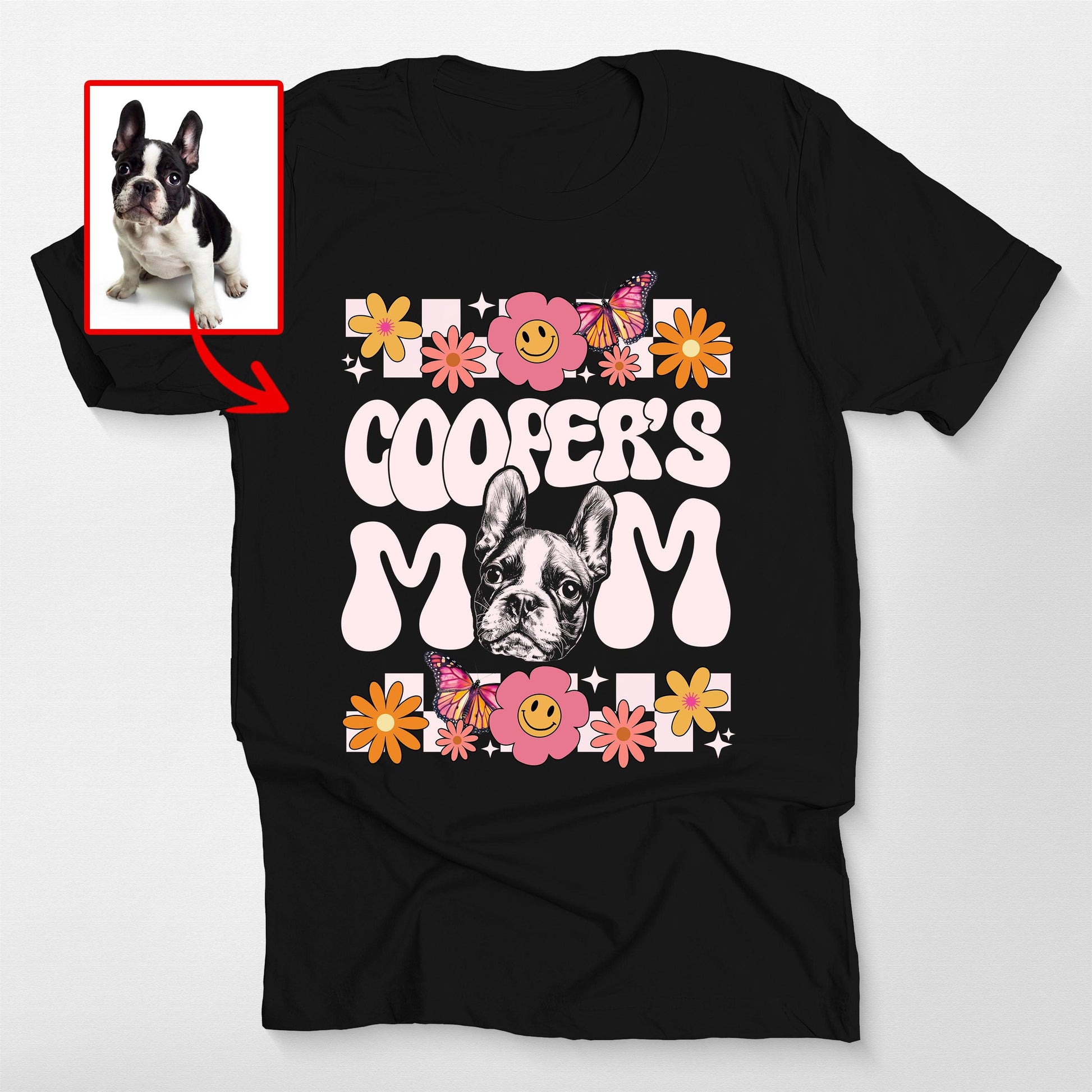 Groovy Custom Dog Mom Shirt Bella Canvas Tee, custom pet portrait gift for pet lovers (view 2)