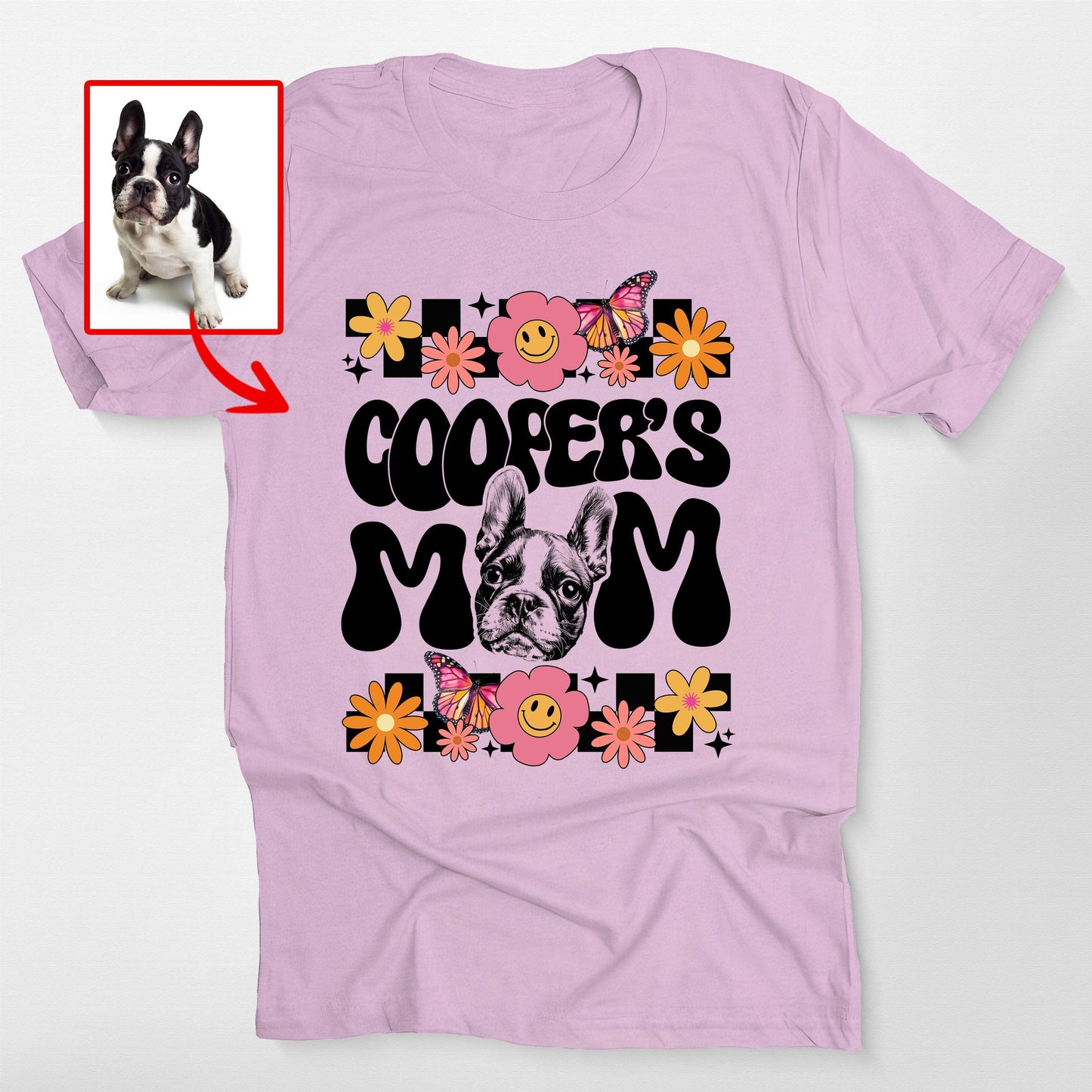 Groovy Custom Dog Mom Shirt Bella Canvas Tee, custom pet portrait gift for pet lovers (view 6)