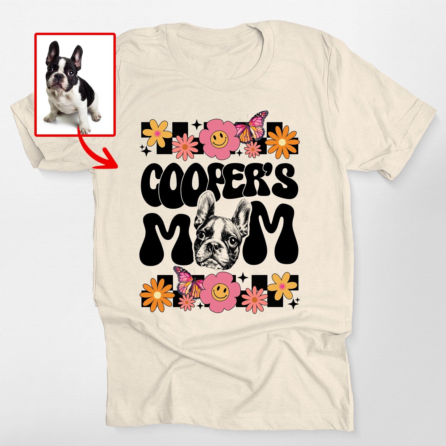 Groovy Custom Dog Mom Shirt Bella Canvas Tee, custom pet portrait gift for pet lovers (view 7)