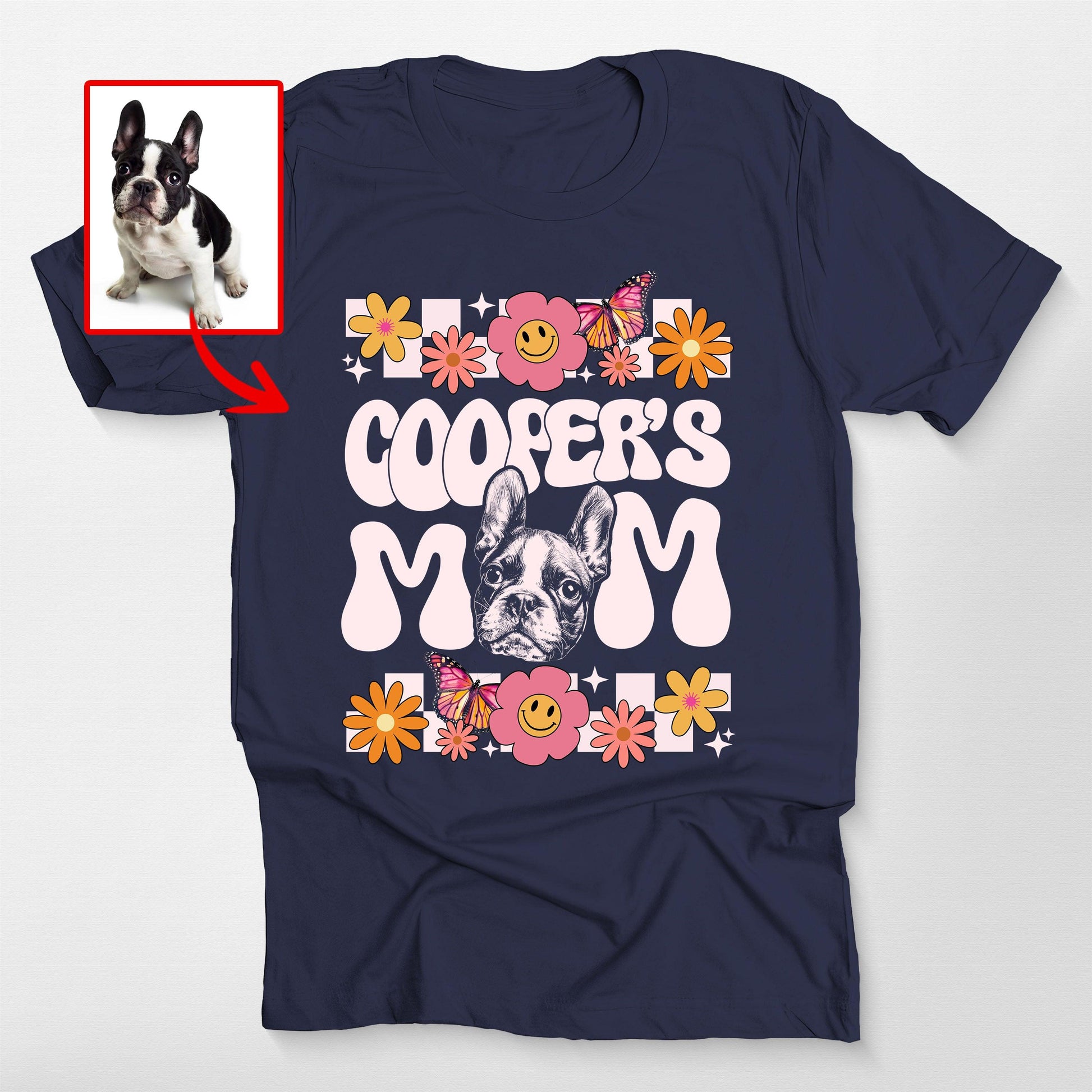Groovy Custom Dog Mom Shirt Bella Canvas Tee, custom pet portrait gift for pet lovers (view 8)