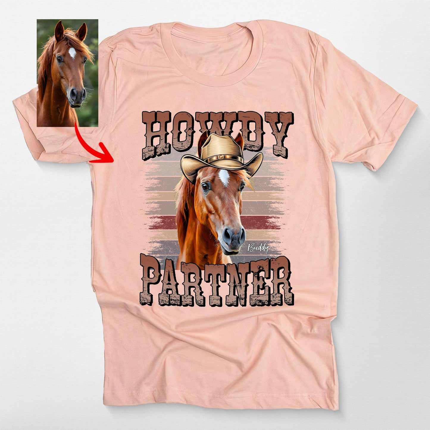 Howdy Partner Cowboy Pet Shirt Bella Canvas Tee, custom pet portrait gift for pet lovers (view 4)
