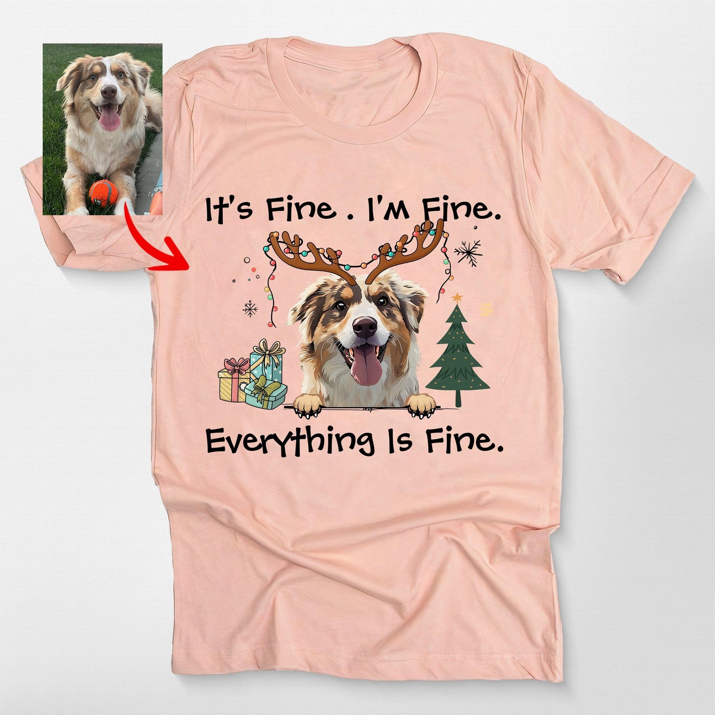 I'm Fine Everything is Fine T-Shirt for Dog Ow, custom pet portrait gift for pet lovers (view 3)