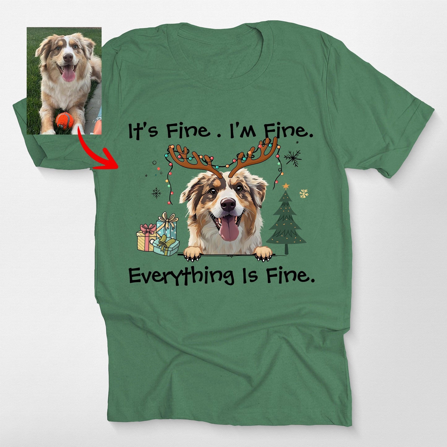 I'm Fine Everything is Fine T-Shirt for Dog Ow, custom pet portrait gift for pet lovers (view 5)
