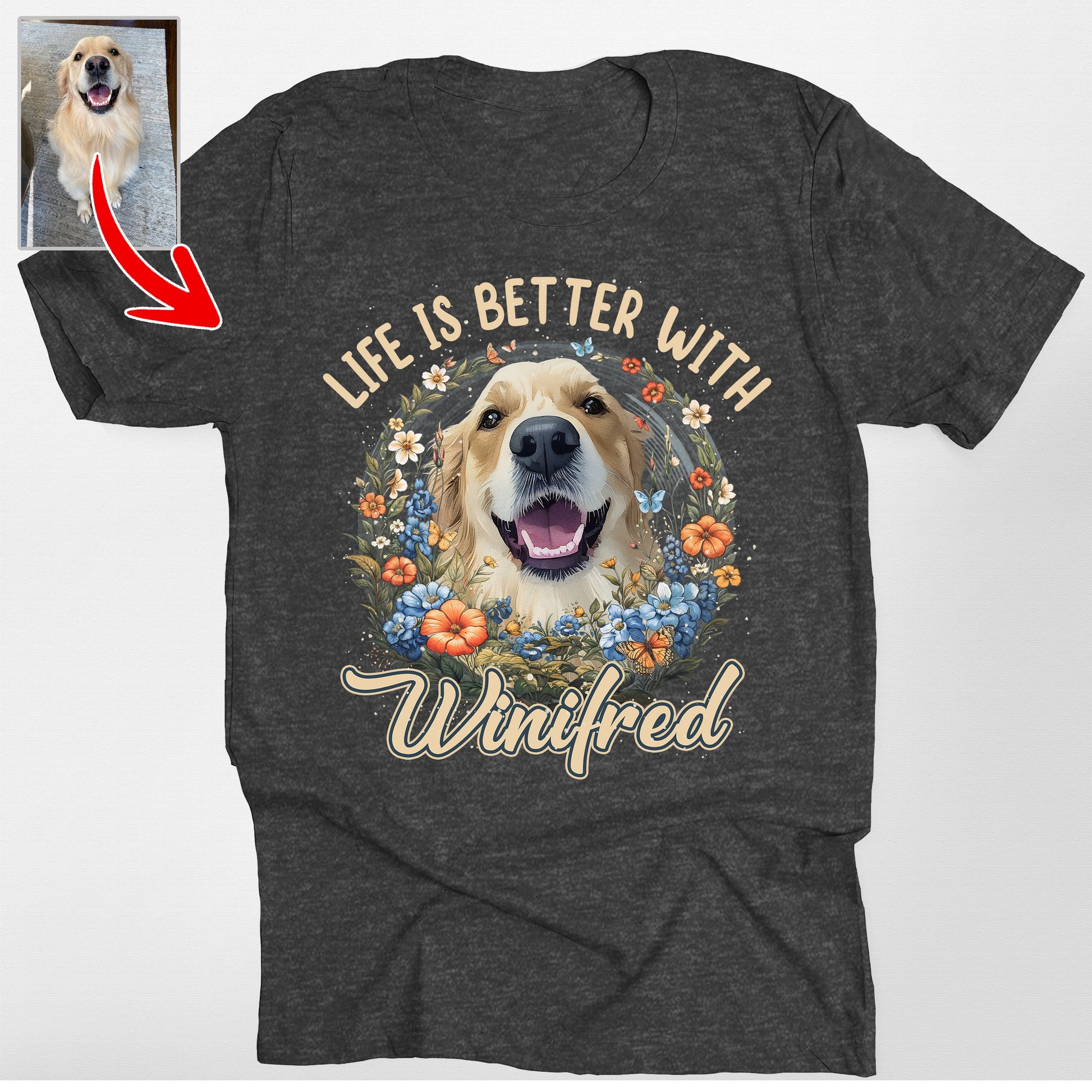 Life is Better with Dog Bella Canvas T-Shirt, custom pet portrait gift for pet lovers (view 2)