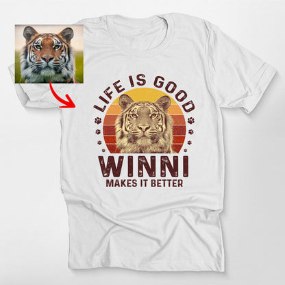 Life is Good Custom Dogface Bella Canvas Tee, custom pet portrait gift for pet lovers (view 10)