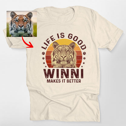 Life is Good Custom Dogface Bella Canvas Tee, custom pet portrait gift for pet lovers (view 7)