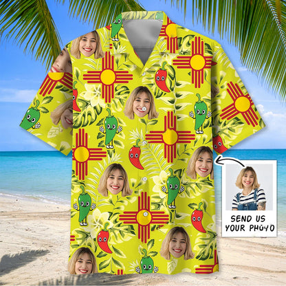 Mexico Dancing Chilies Custom Face Hawaiian Shirt, custom shirt gift for men (view 2)