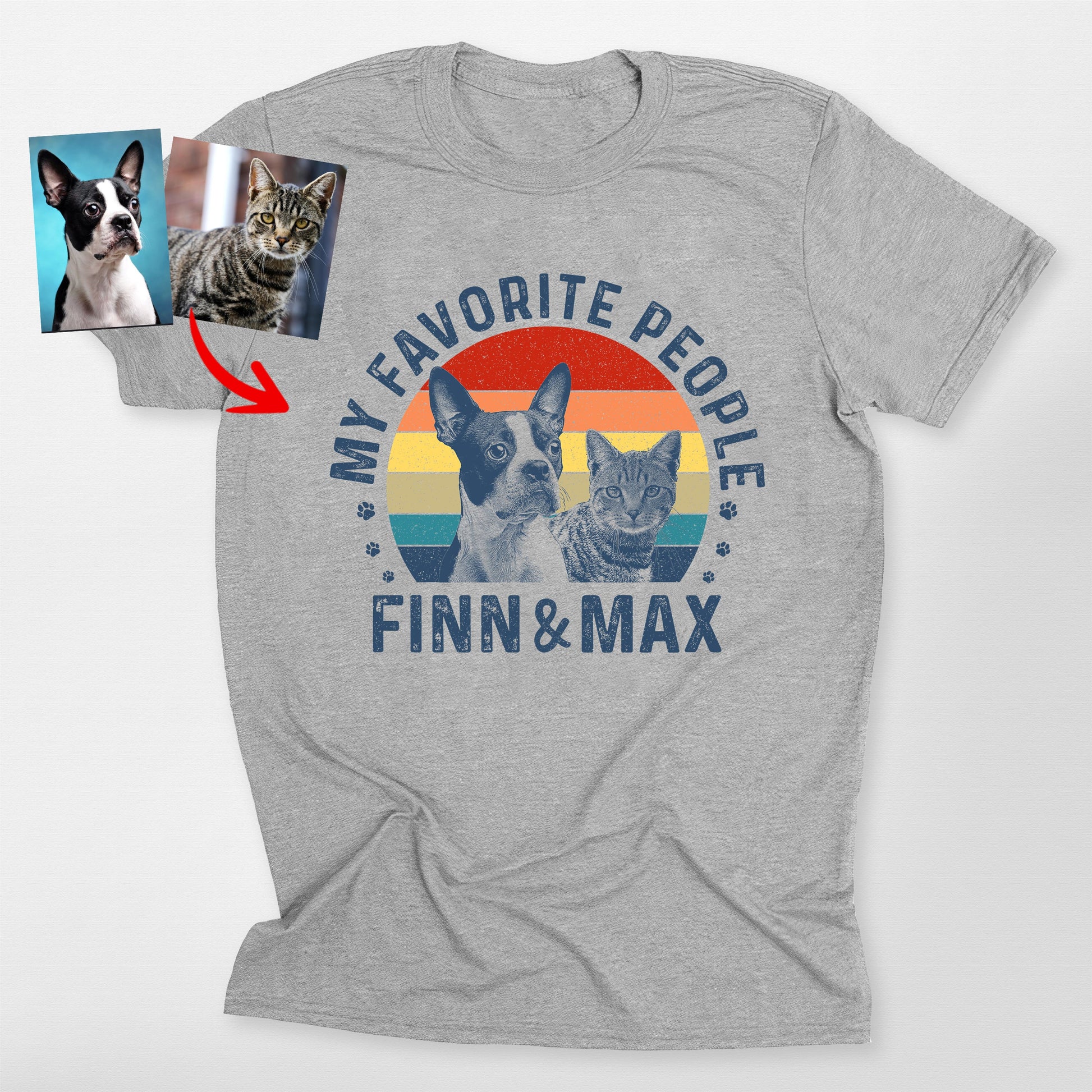 My Favorite Person Custom Dog Bella Canvas Tee, custom pet portrait gift for pet lovers (view 7)