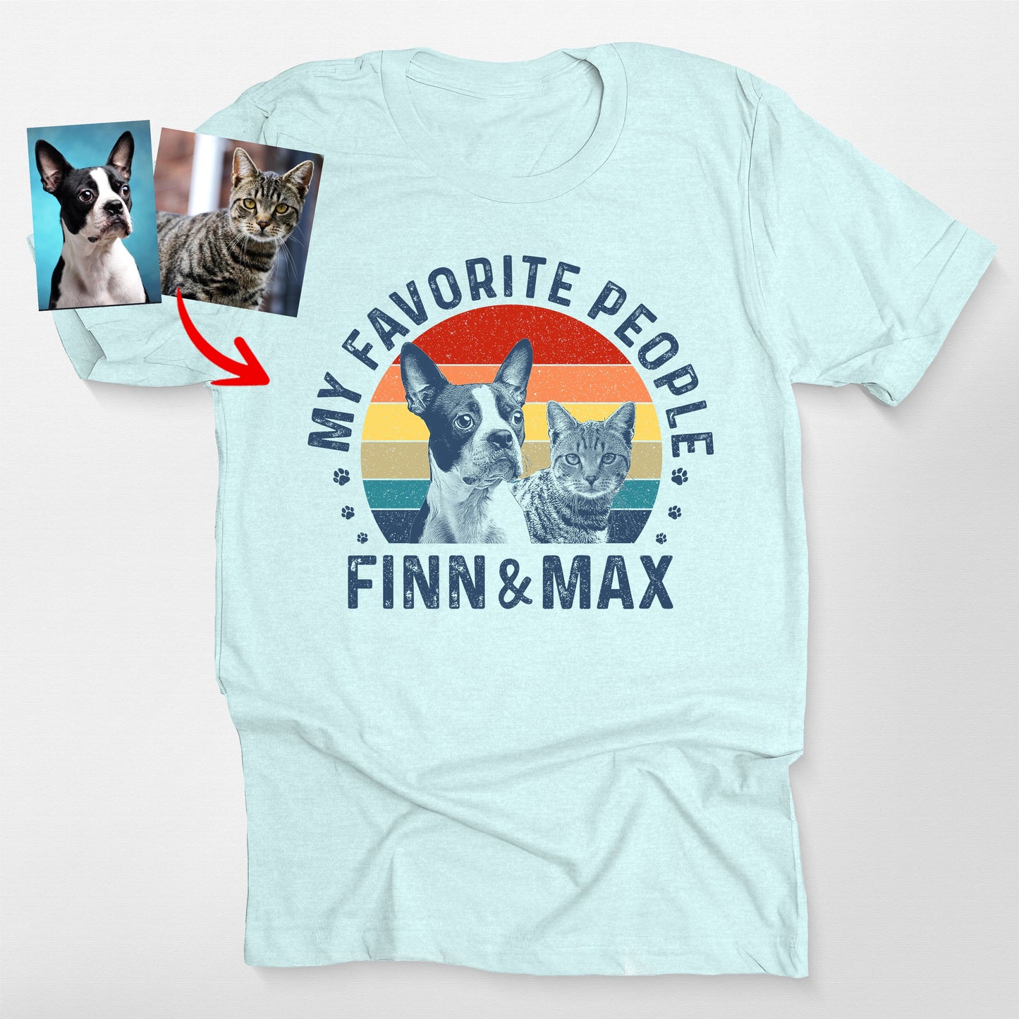 My Favorite Person Custom Dog Bella Canvas Tee, custom pet portrait gift for pet lovers (view 2)