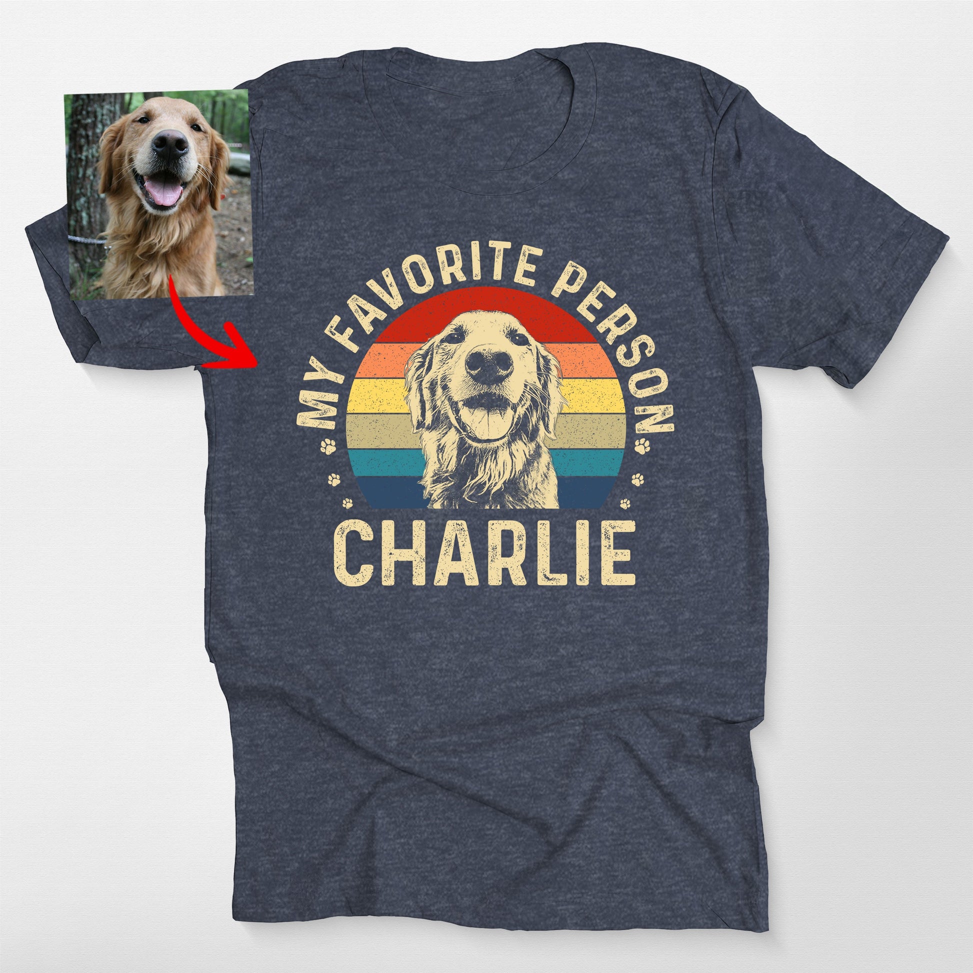 My Favorite Person Custom Dog Bella Canvas Tee, custom pet portrait gift for pet lovers (view 3)