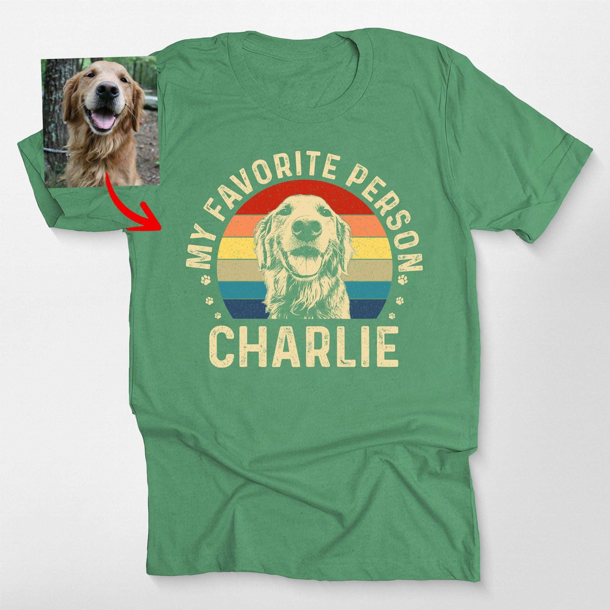My Favorite Person Custom Dog Bella Canvas Tee, custom pet portrait gift for pet lovers (view 5)