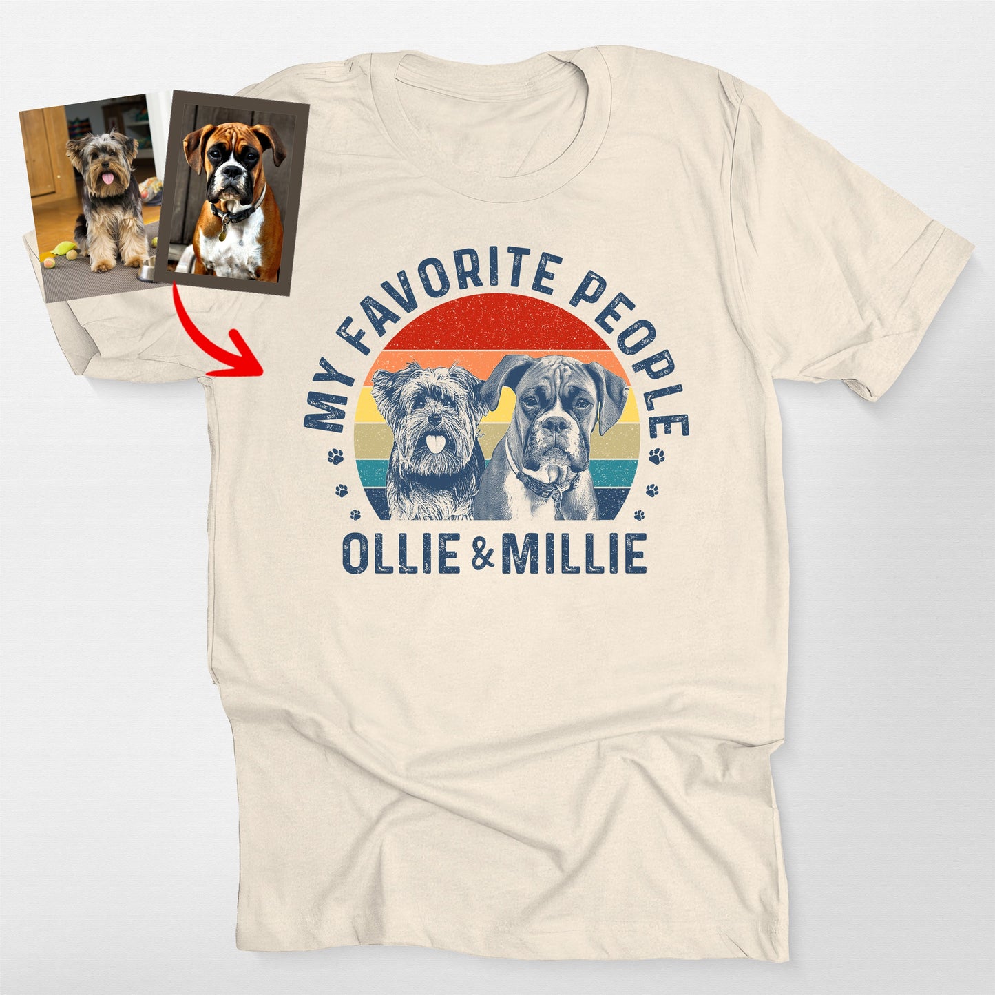 My Favorite Person Custom Dog Bella Canvas Tee, custom pet portrait gift for pet lovers (view 6)