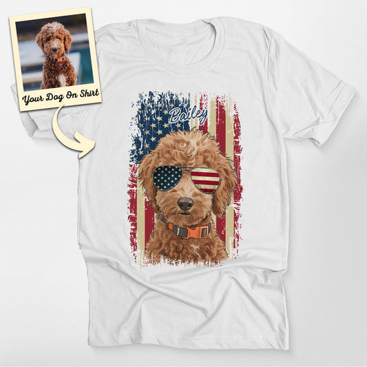 Personalized Poodle Shirt American Flag Portra