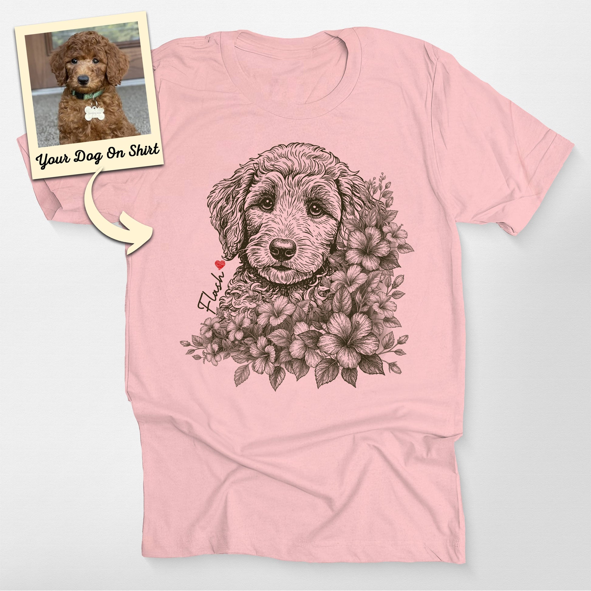 Personalized Poodle Shirt Floral Portrait Bell (view 6)