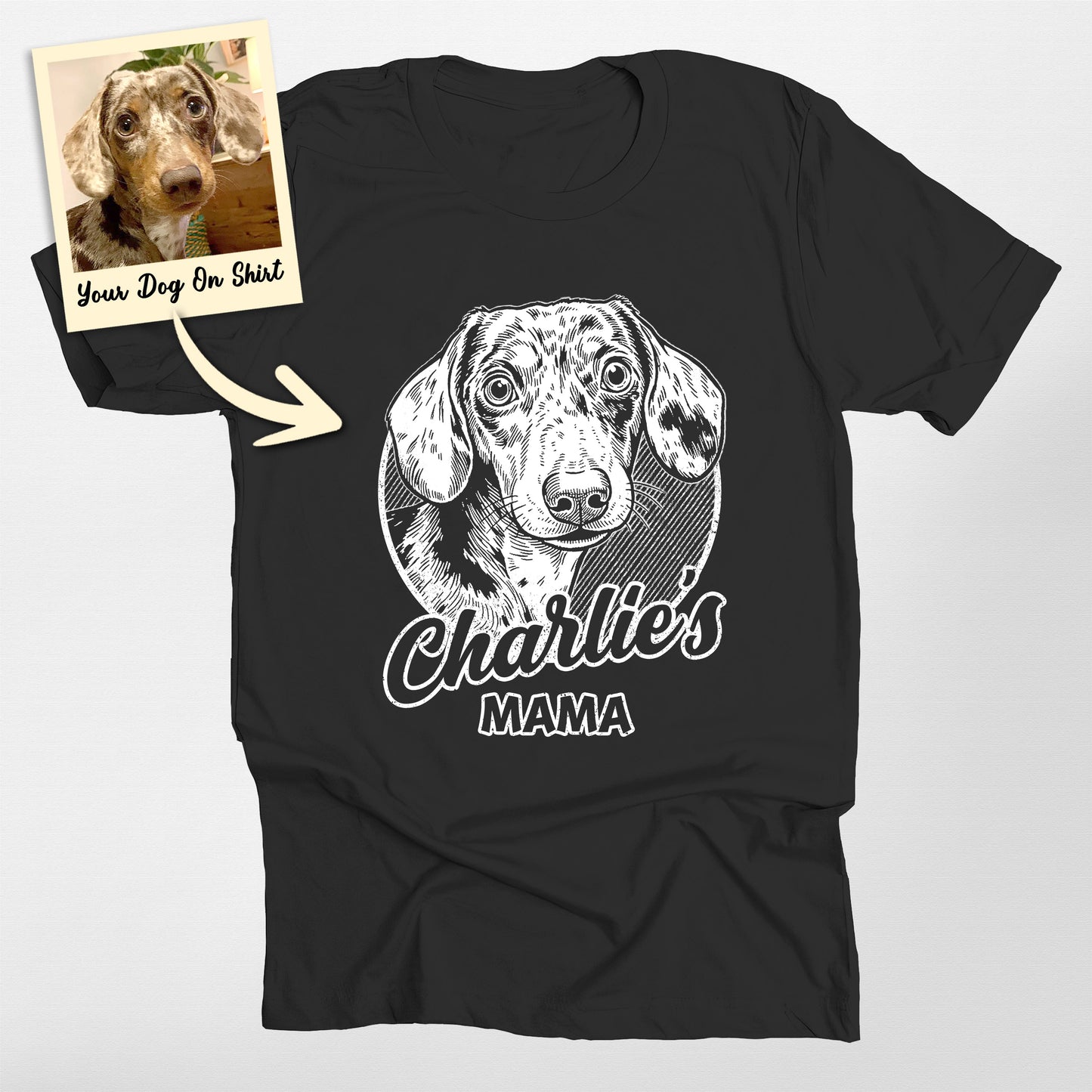 Personalized Sausage Dog Mama Bella Canvas Shi, custom pet portrait gift for pet lovers (view 2)