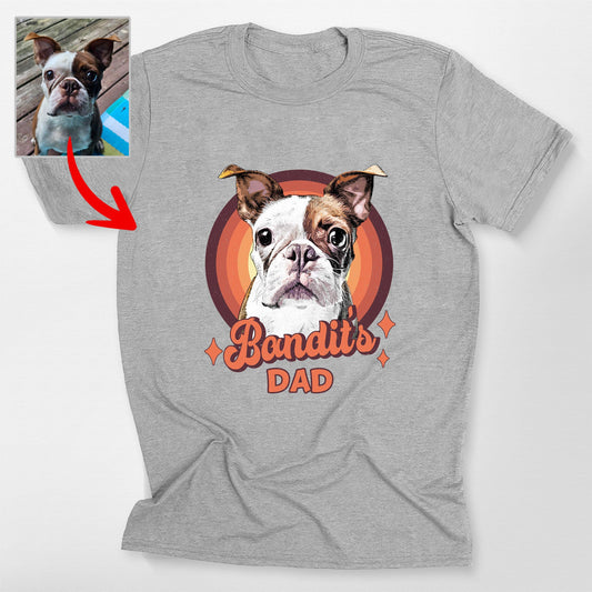 Retro Dog Portrait Bella Canvas T-Shirt Gift, custom pet portrait gift for pet lovers