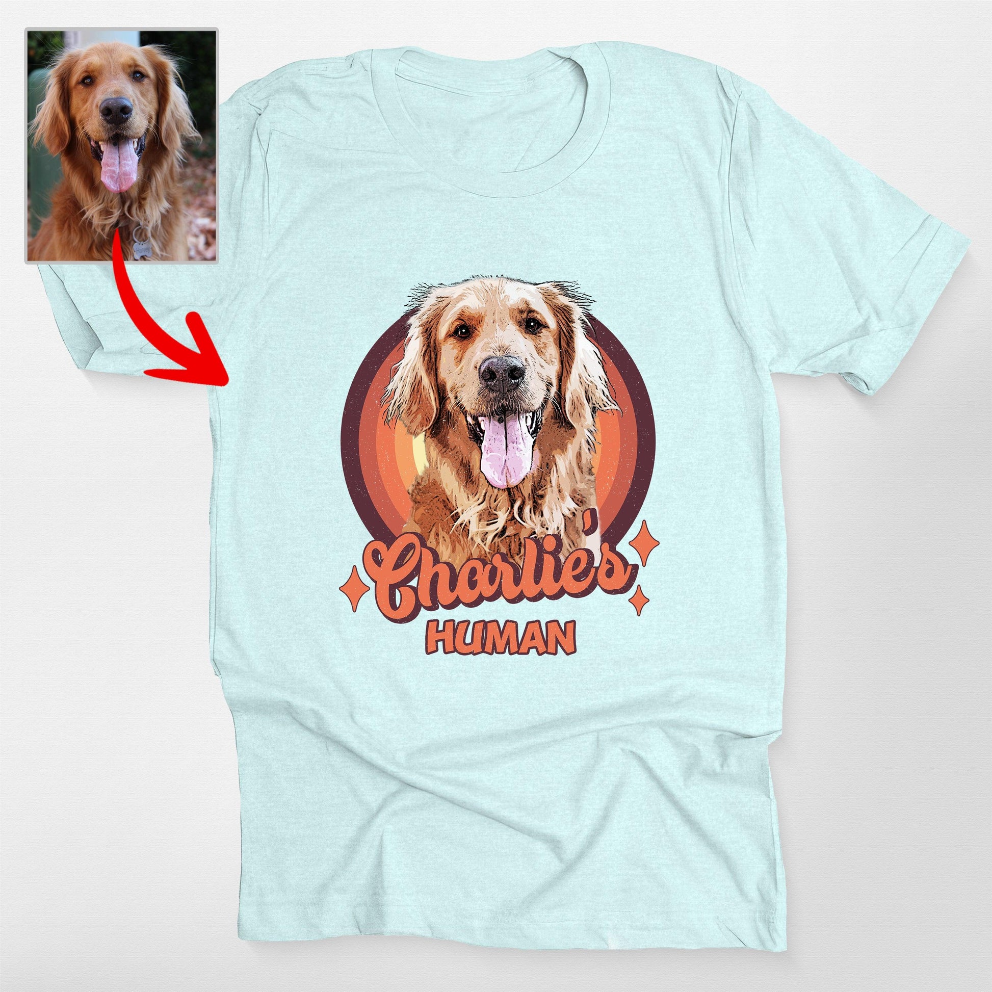 Retro Dog Portrait Bella Canvas T-Shirt Gift, custom pet portrait gift for pet lovers (view 3)