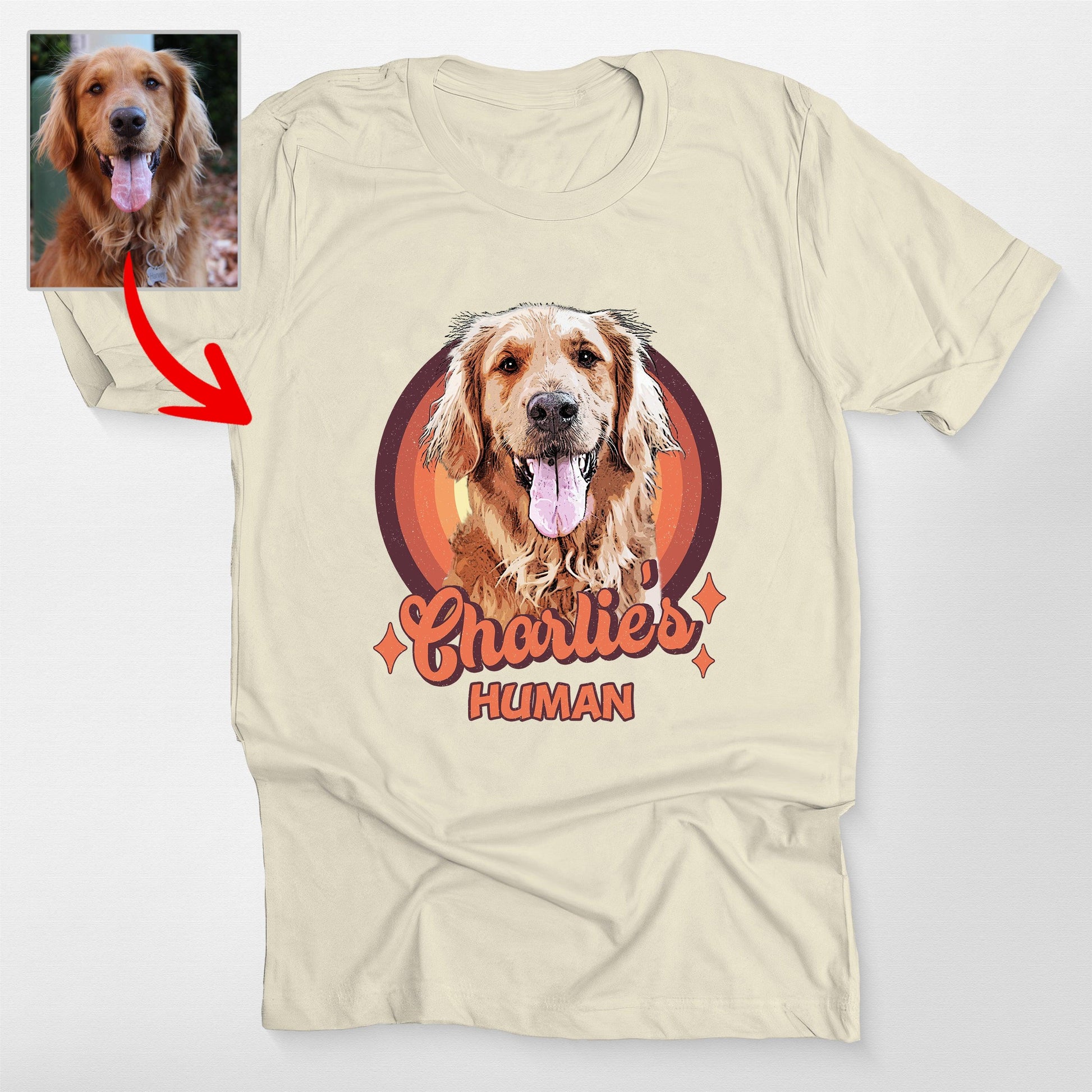 Retro Dog Portrait Bella Canvas T-Shirt Gift, custom pet portrait gift for pet lovers (view 6)