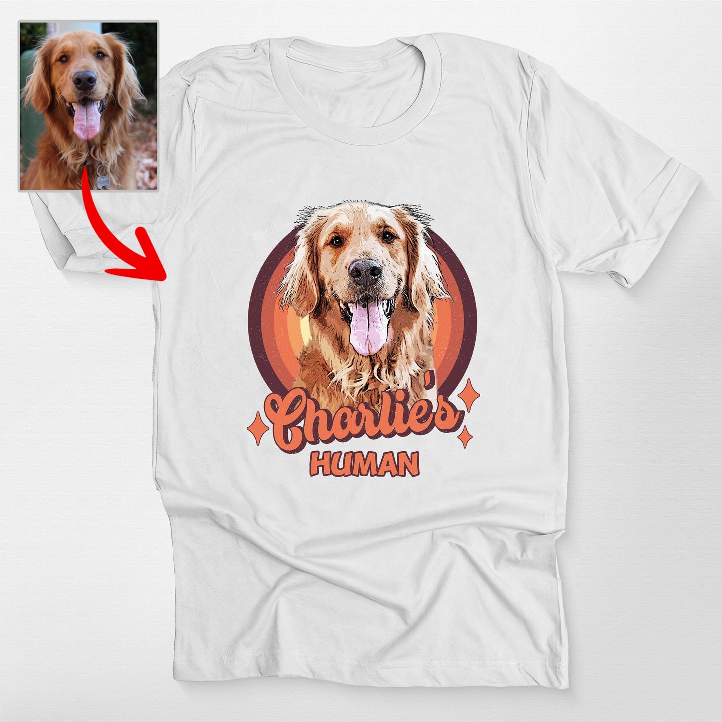 Retro Dog Portrait Bella Canvas T-Shirt Gift, custom pet portrait gift for pet lovers (view 7)