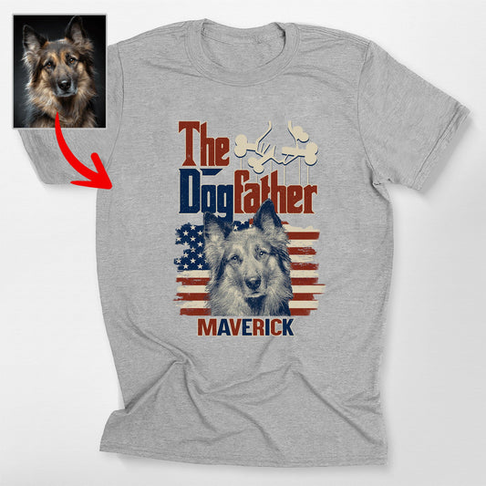 The Dogfather Custom Bella Canvas Shirt Dog Dad, custom pet portrait gift for pet lovers