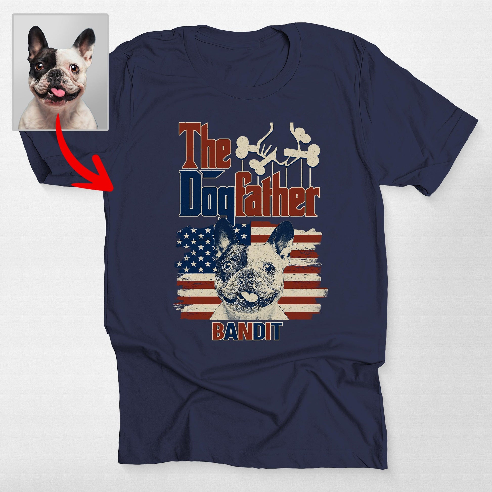 The Dogfather Custom Bella Canvas Shirt Dog Dad, custom pet portrait gift for pet lovers (view 4)