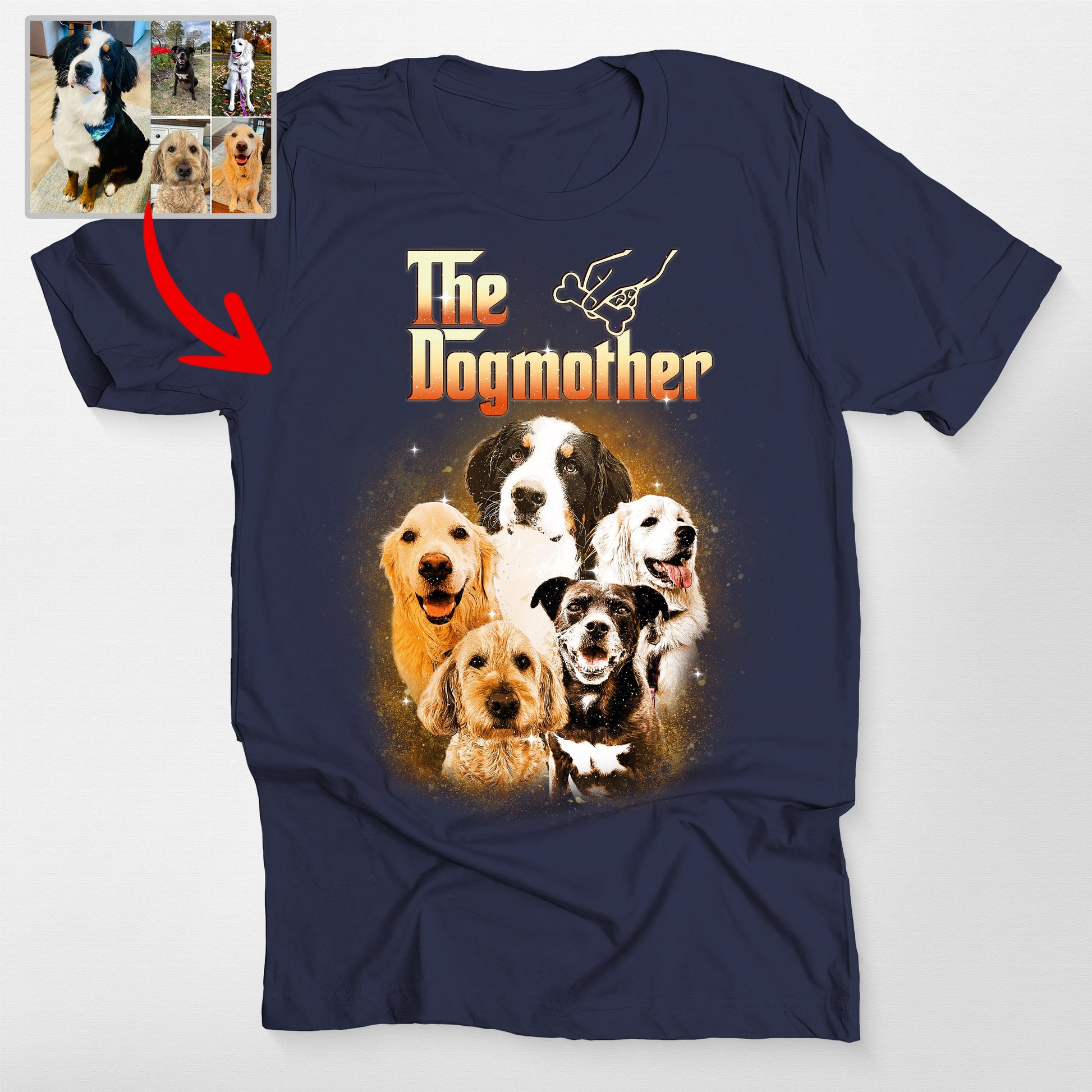 The Dogfather Custom Dog Bootleg Bella Canvas, custom pet portrait gift for pet lovers (view 5)