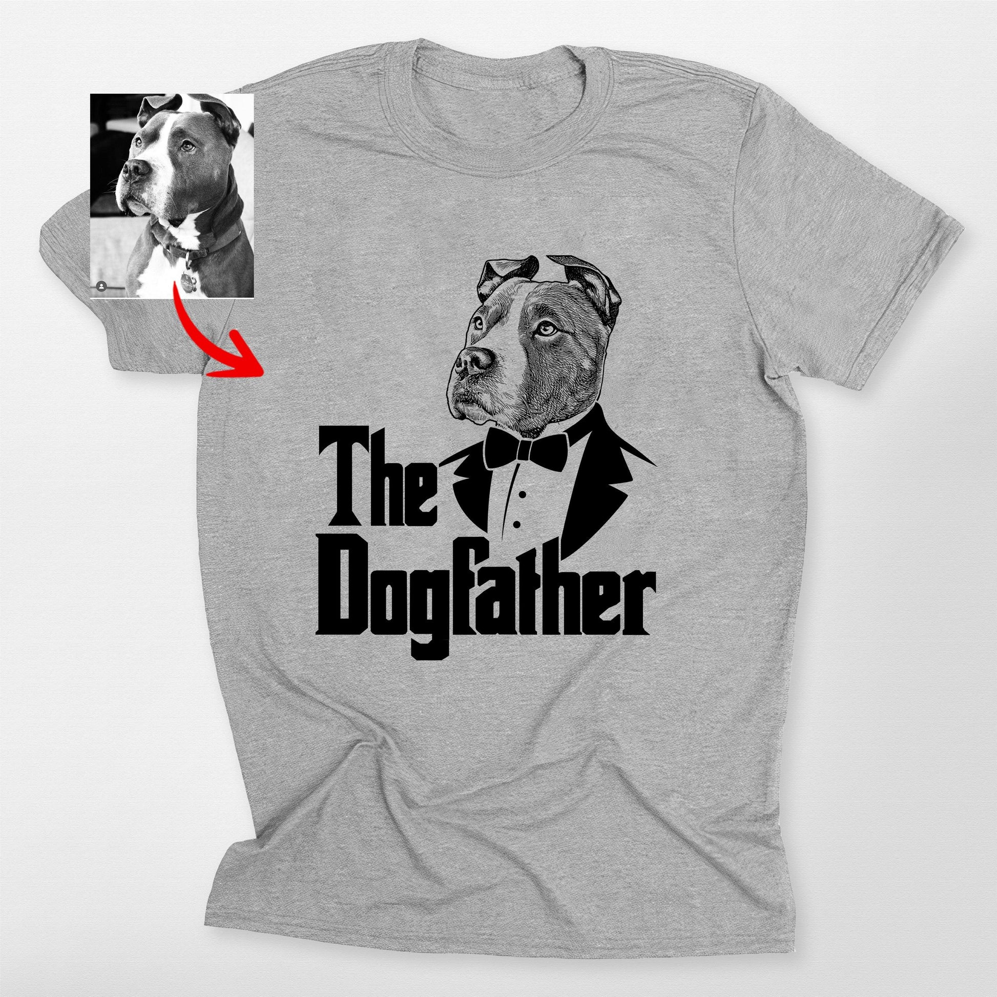 The Dogfather Customized Dogface on Bella Canvas, custom pet portrait gift for pet lovers