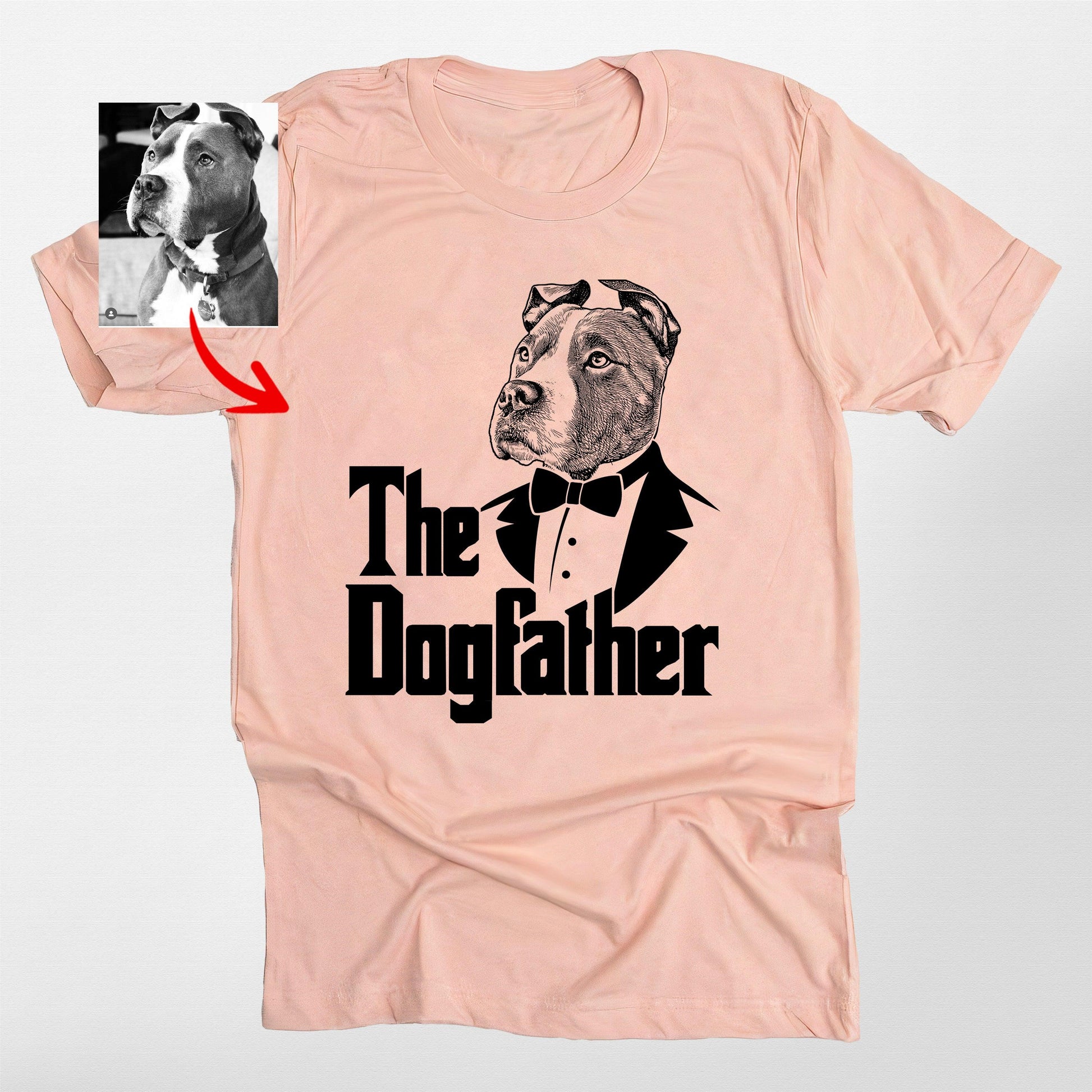 The Dogfather Customized Dogface on Bella Canvas, custom pet portrait gift for pet lovers (view 4)
