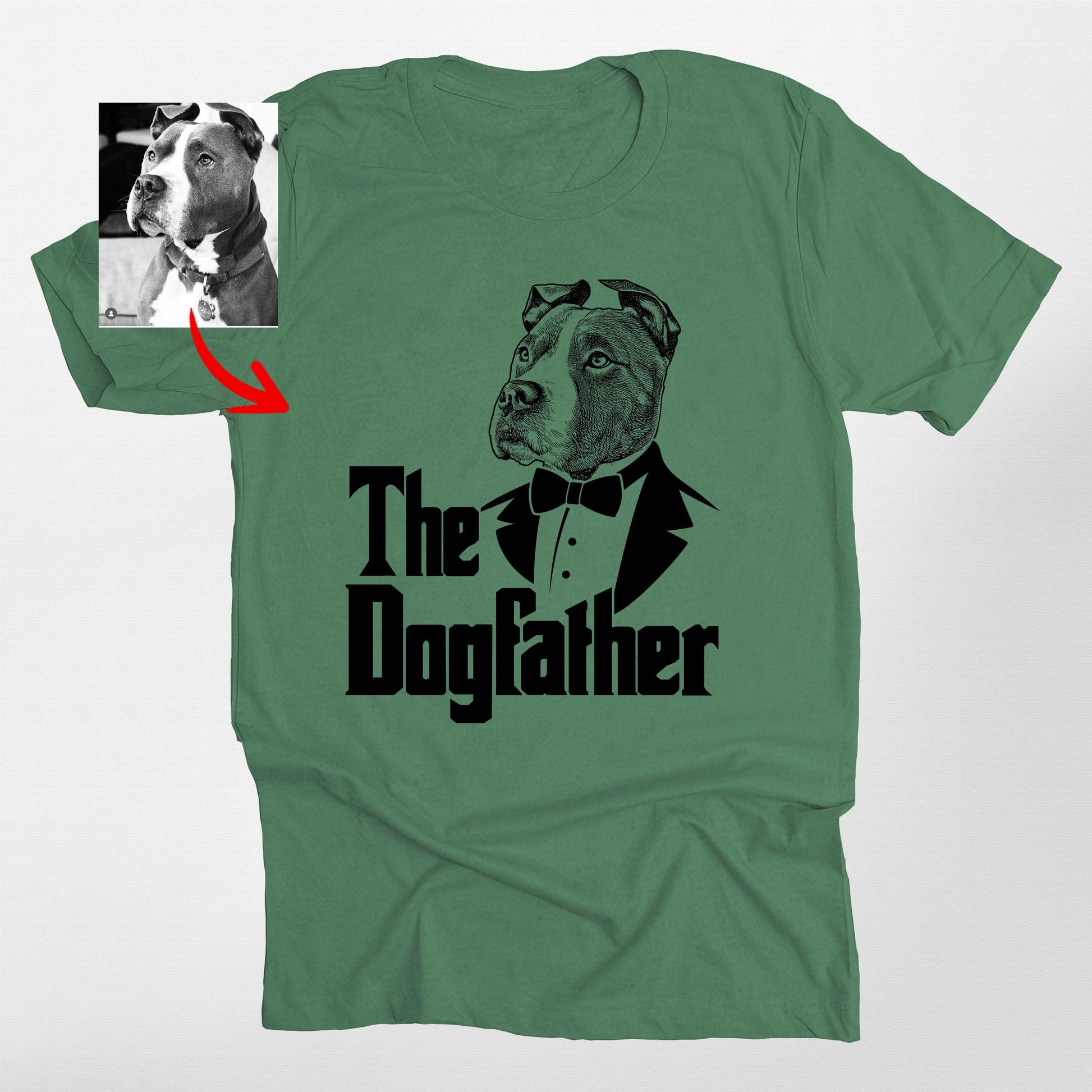 The Dogfather Customized Dogface on Bella Canvas, custom pet portrait gift for pet lovers (view 5)