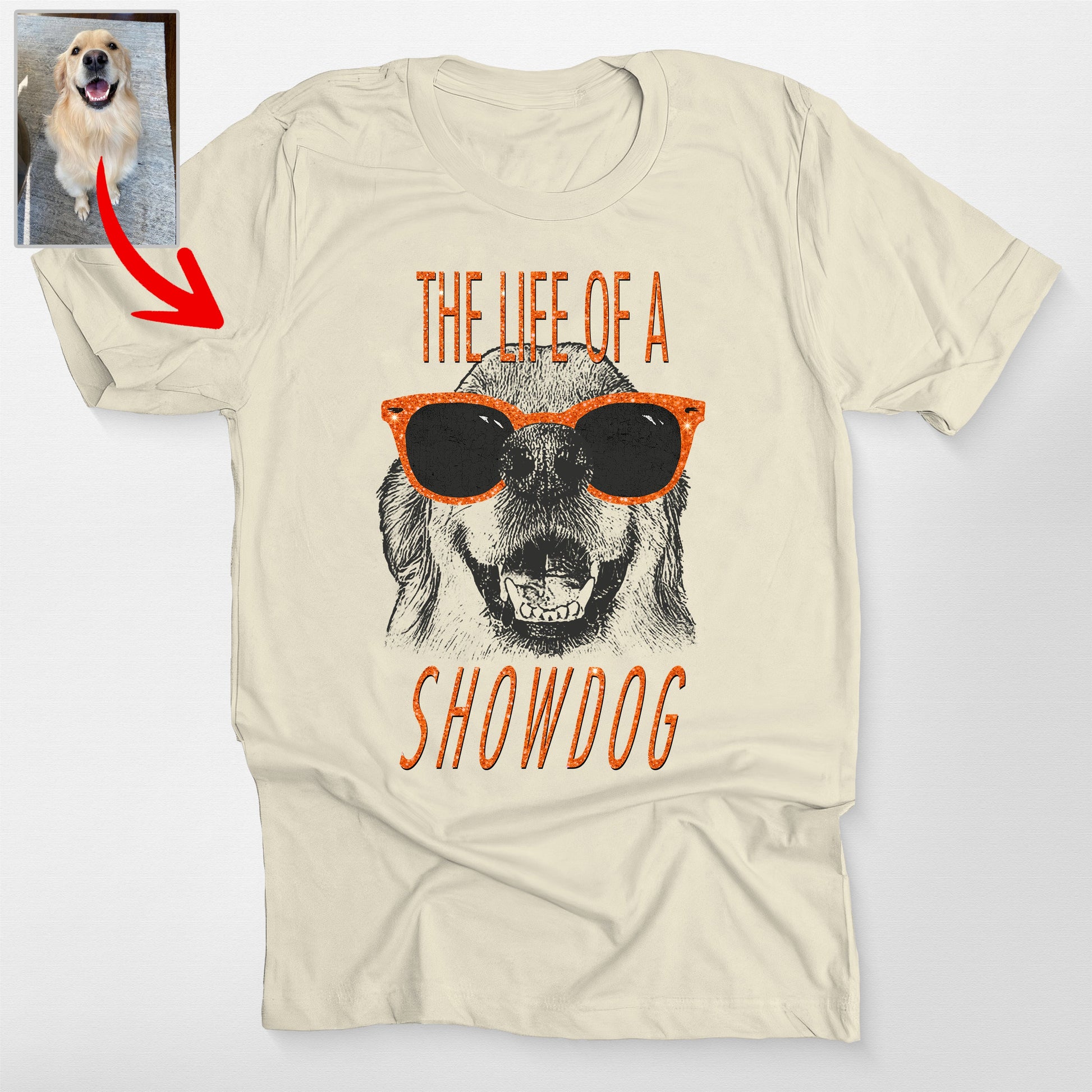 The Life of a Showdog Bella Canvas T-Shirt Fun, custom pet portrait gift for pet lovers (view 3)