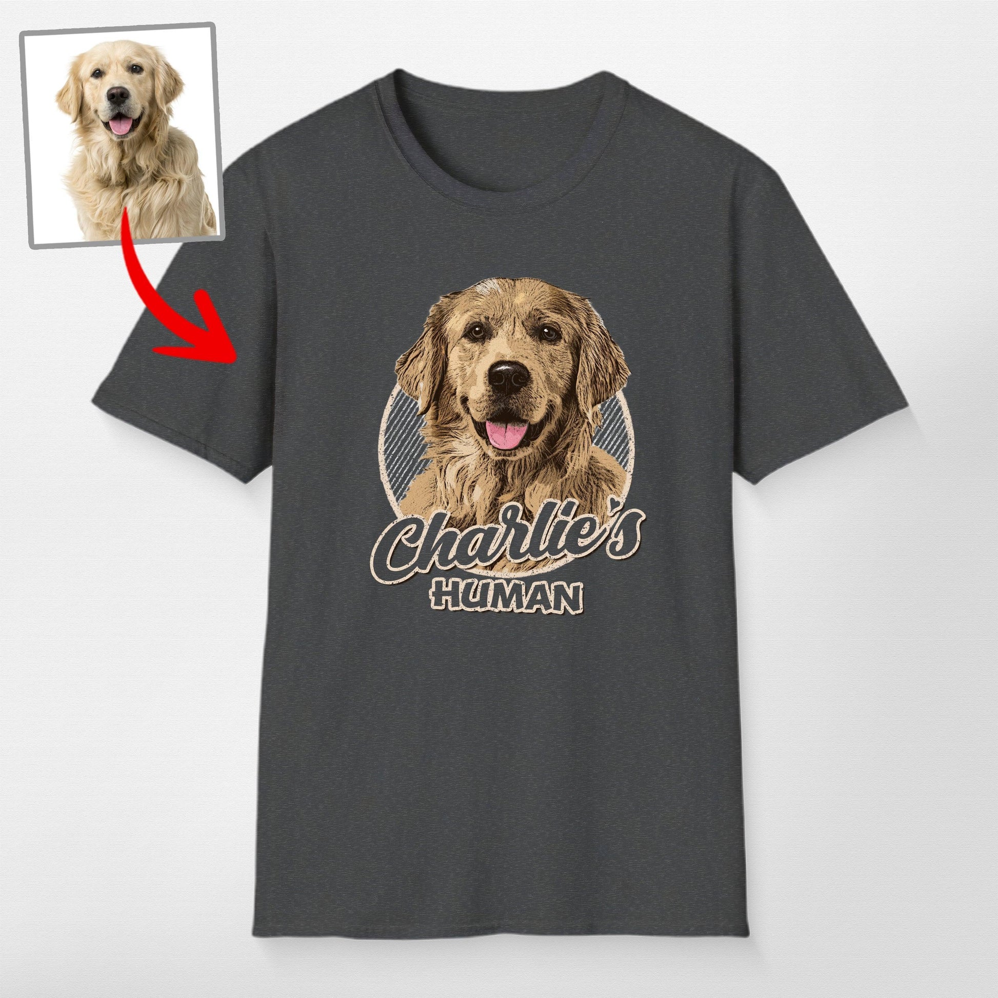 Vintage Graphic Custom Dogface Unisex Softstyl, custom pet portrait gift for pet lovers