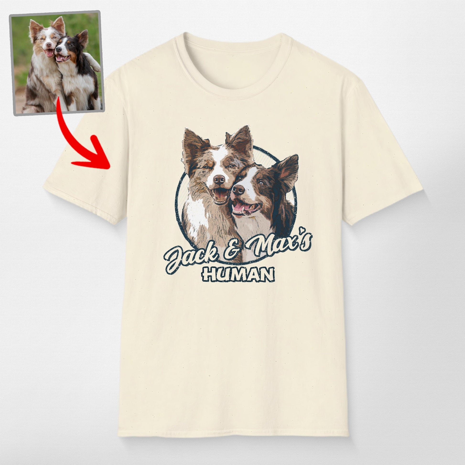 Vintage Graphic Custom Dogface Unisex Softstyl, custom pet portrait gift for pet lovers (view 6)