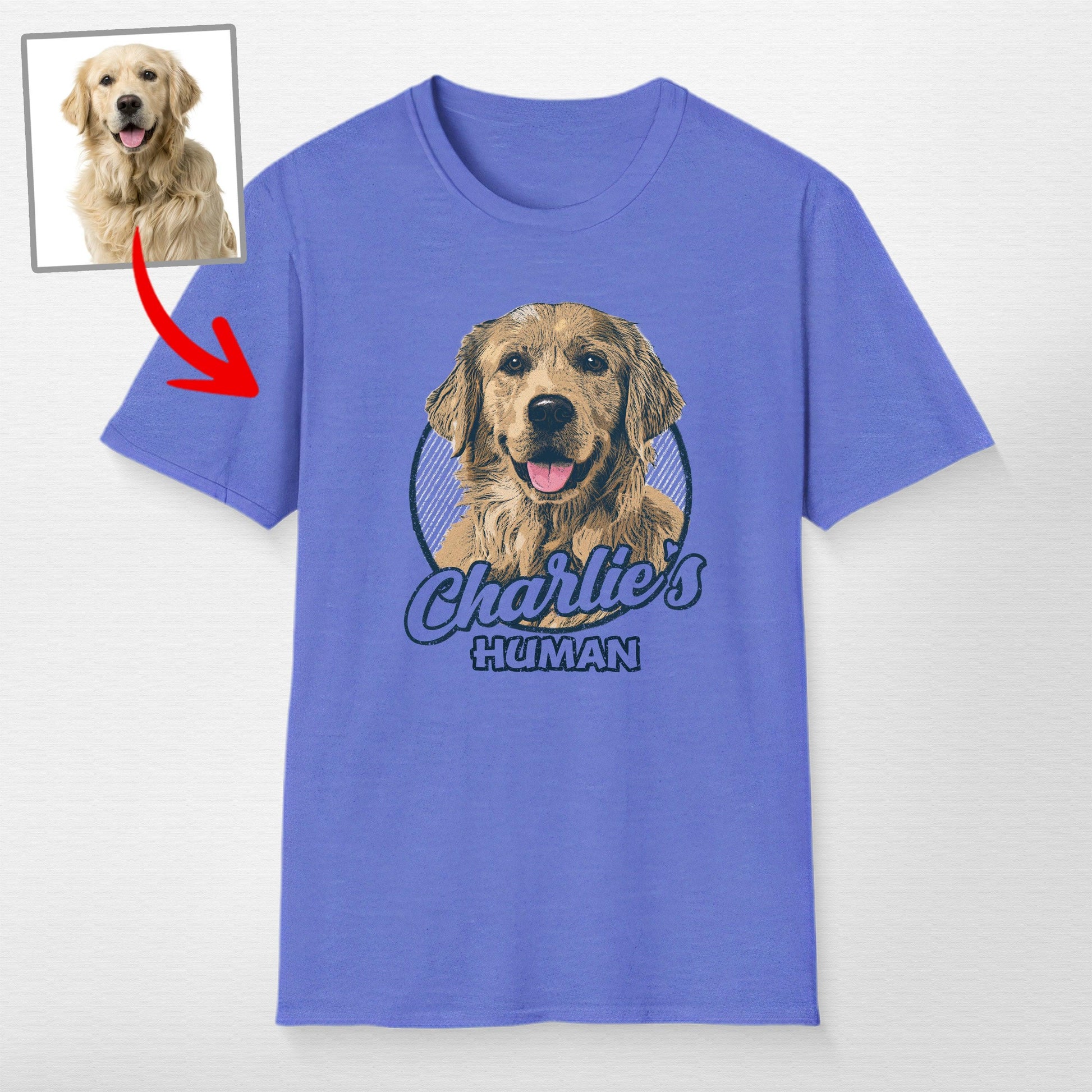Vintage Graphic Custom Dogface Unisex Softstyl, custom pet portrait gift for pet lovers (view 9)