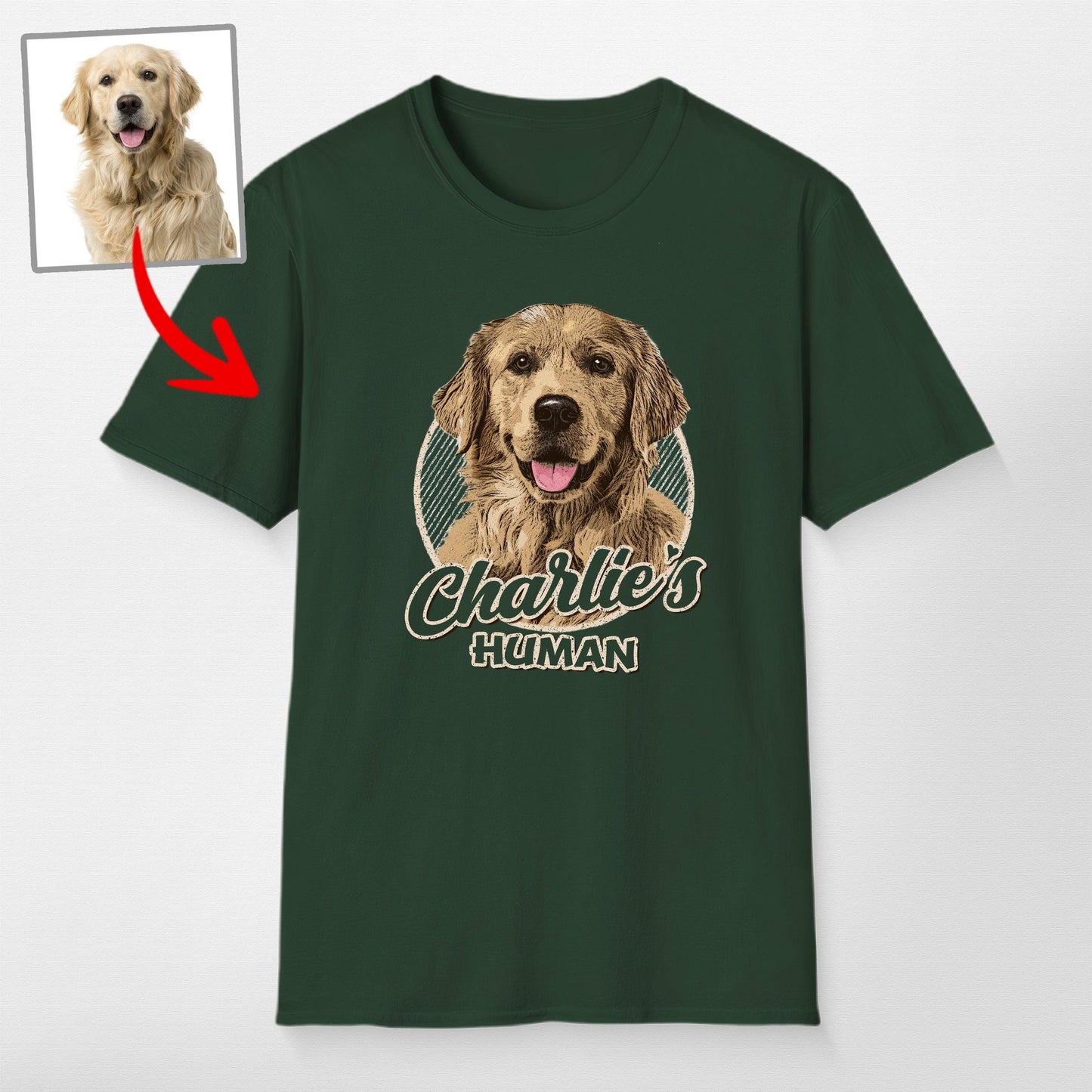 Vintage Graphic Custom Dogface Unisex Softstyl, custom pet portrait gift for pet lovers (view 10)