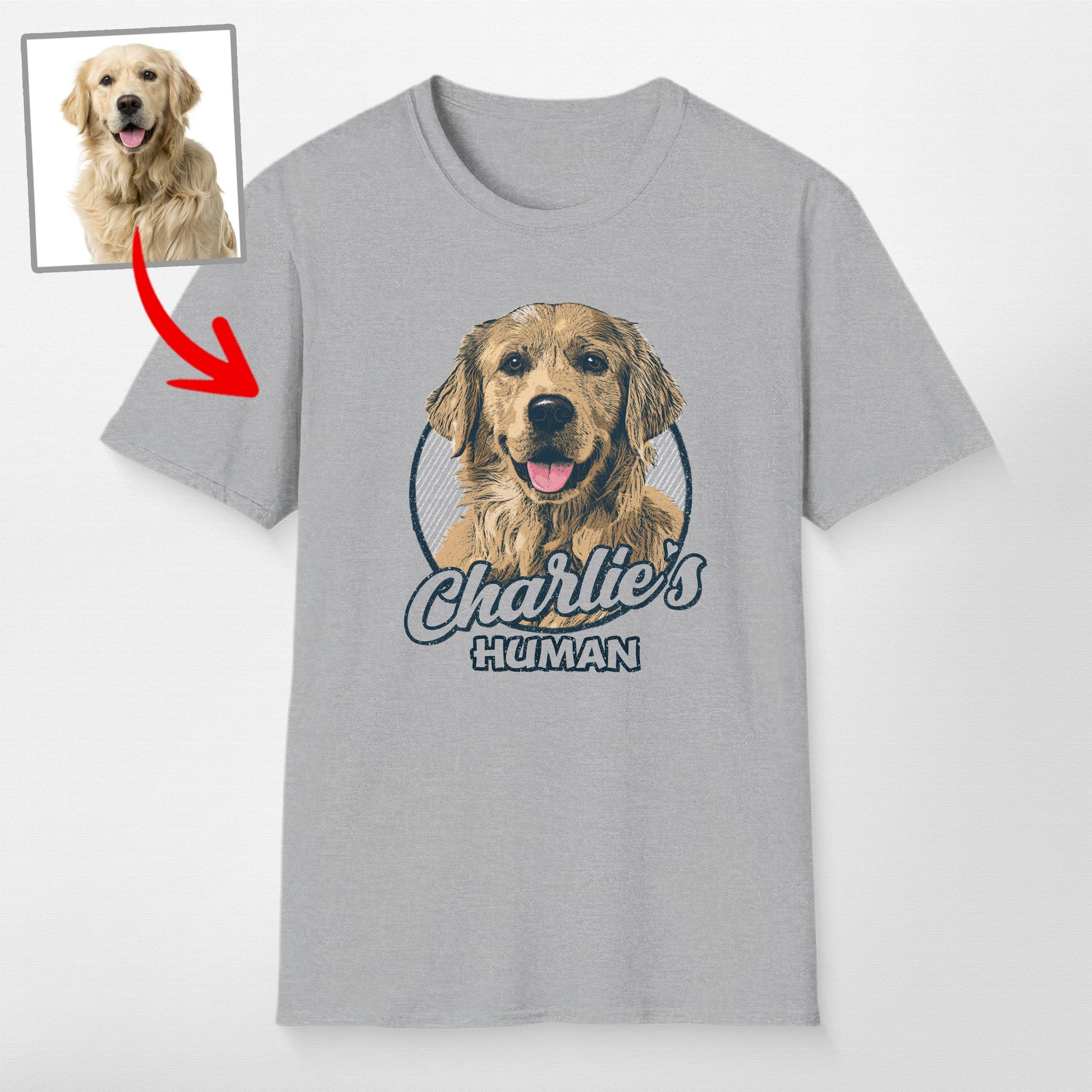 Vintage Graphic Custom Dogface Unisex Softstyl, custom pet portrait gift for pet lovers (view 7)