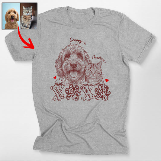 Xoxo Paw Paw Valentine Custom Pet Bella Canvas, custom pet portrait gift for pet lovers