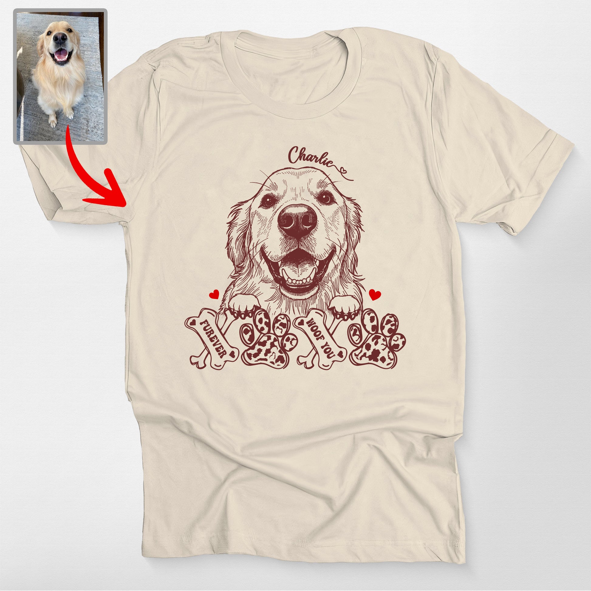 Xoxo Paw Paw Valentine Custom Pet Bella Canvas, custom pet portrait gift for pet lovers (view 4)