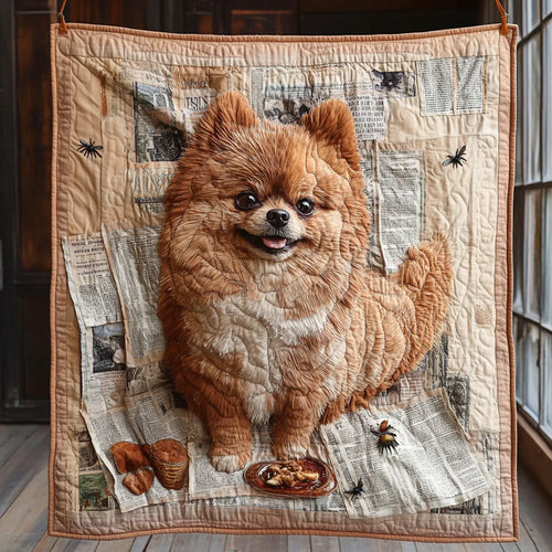 Newspaper Puppy Quilt Blanket