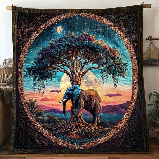 Night Elephant Quilt Blanket