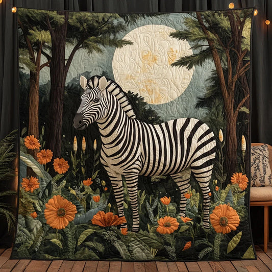 Night Light Zebra Quilt Blanket
