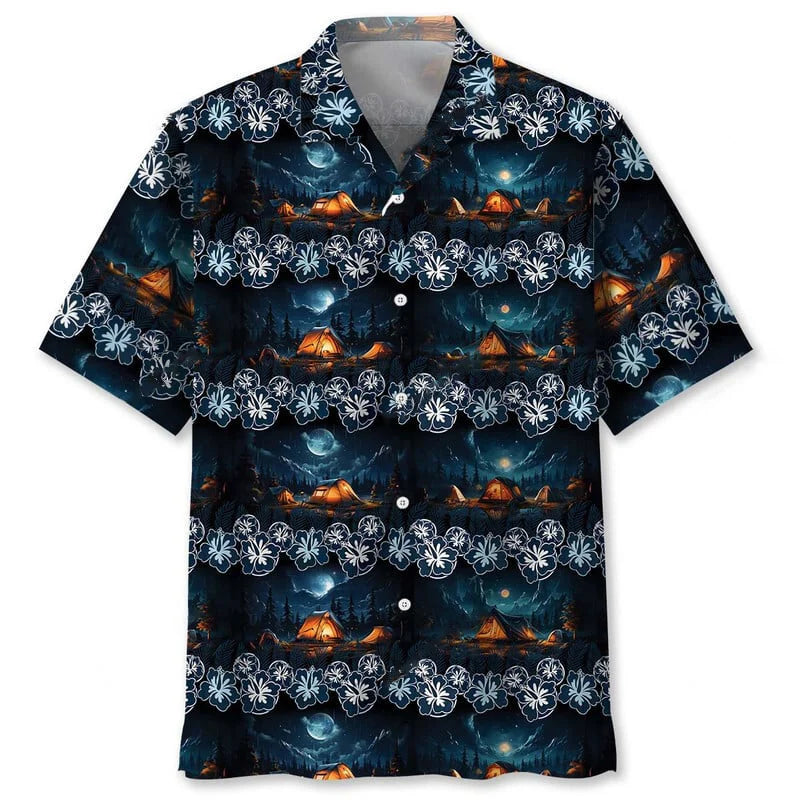 Night Camping Hawaiian Shirt, camping gift for outdoor lovers (view 2)