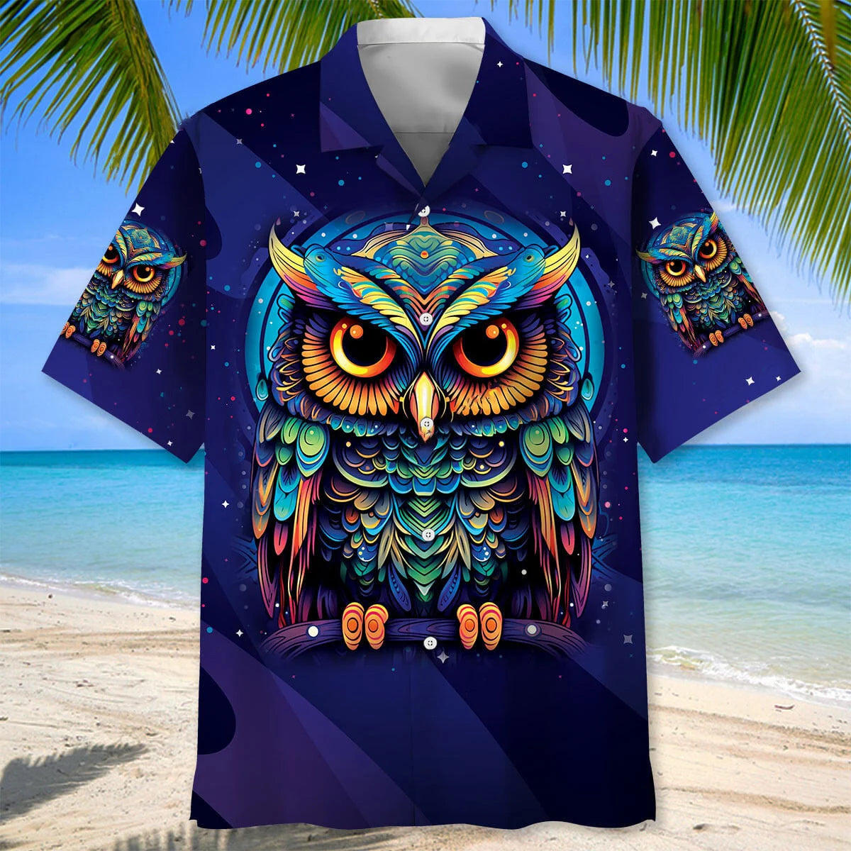 Night Owl Art Hawaiian Shirt, custom shirt gift for men