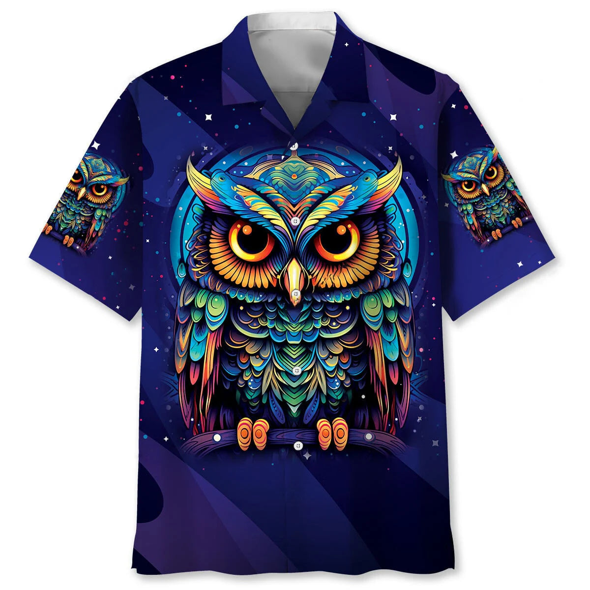 Night Owl Art Hawaiian Shirt, custom shirt gift for men (view 4)